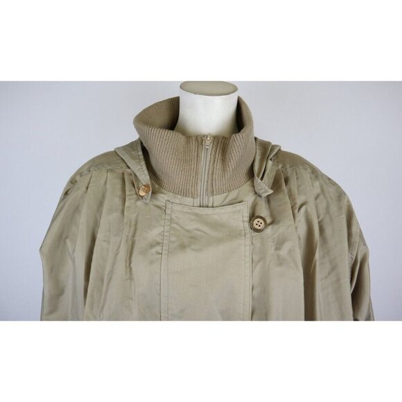 VINTAGE 80S 90S WOMEN'S BEIGE COAT - MONICA GRAY - REMOVABLE LINER & HOOD - S - Picture 4 of 13